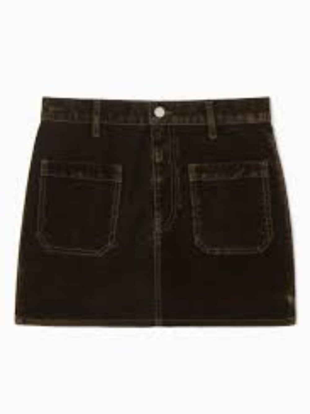 Flocked Denim Mini Skirt - Dark Brown